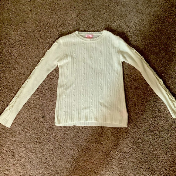 selling a pink angel sweater,colour is just white and the size is US (16) XL. - Picture 1 of 4